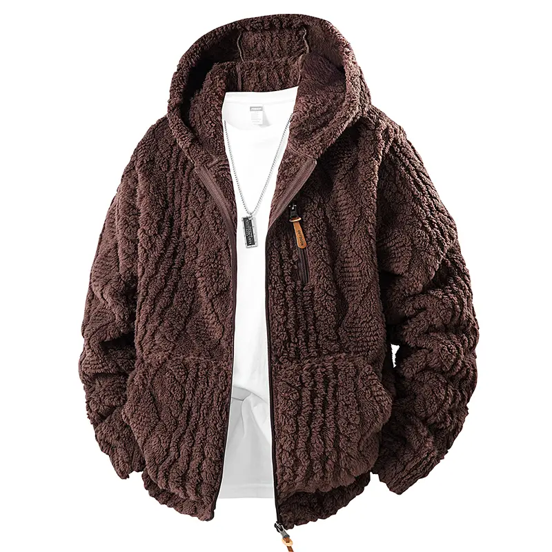 Men's Hooded Fleece Jacket Casual Fashion Thick Wa...
