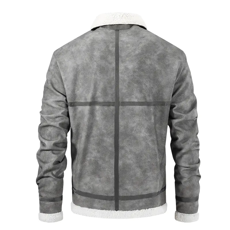 Men Fleece Windproof Casual Lapel Jacket Men Warm Sherpa Outdoor Jacket Man Fashion Zipper Windbreaker Jackets Parka Coat