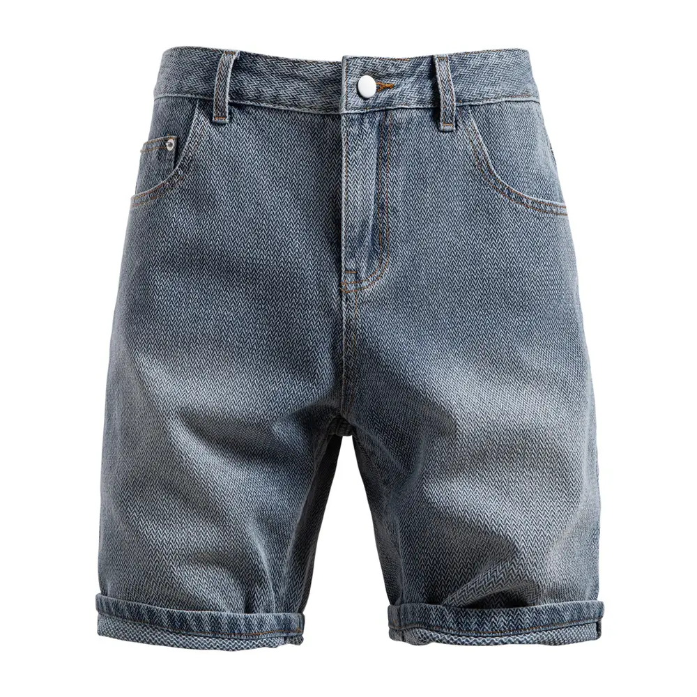 Men's Retro Vintage Multi-Pocket Denim Shorts