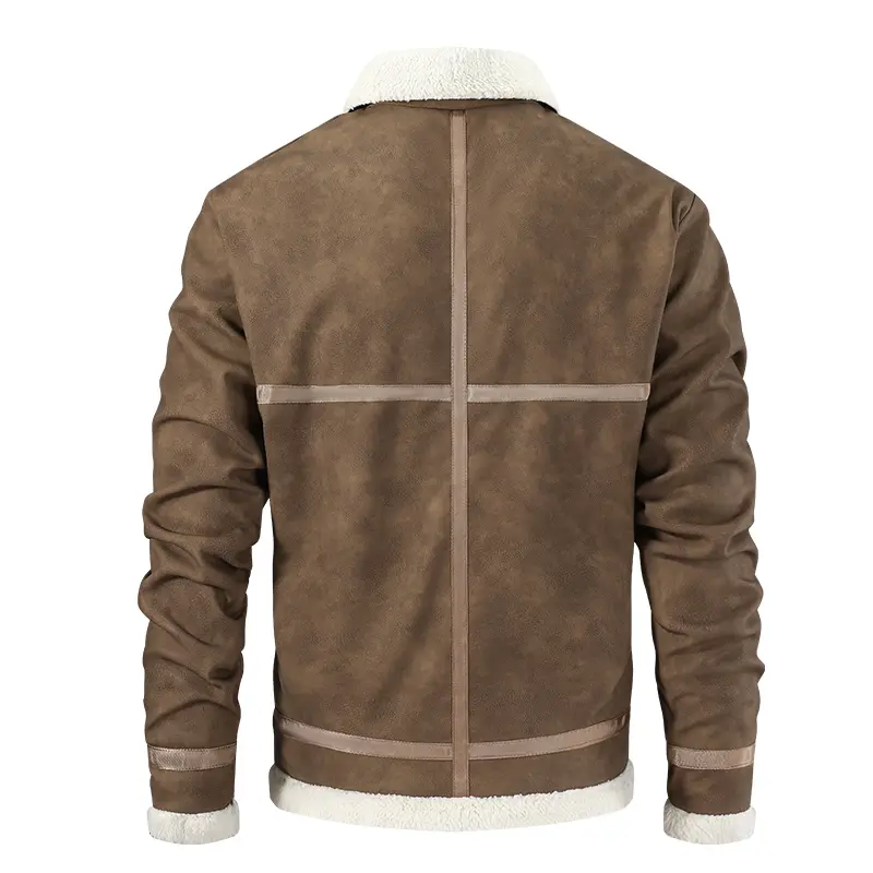 Men Fleece Windproof Casual Lapel Jacket Men Warm Sherpa Outdoor Jacket Man Fashion Zipper Windbreaker Jackets Parka Coat