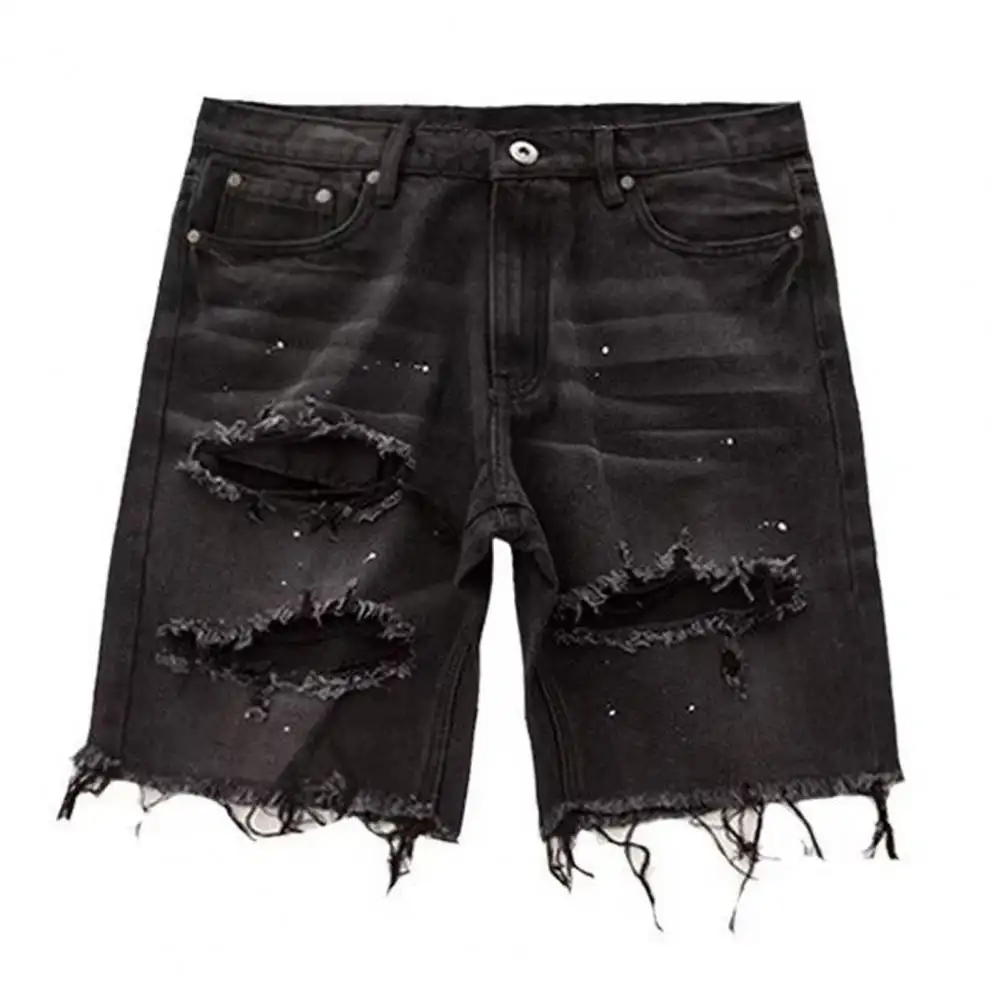 Men's Denim Shorts Button Fly Zipper Multi Pocket Design