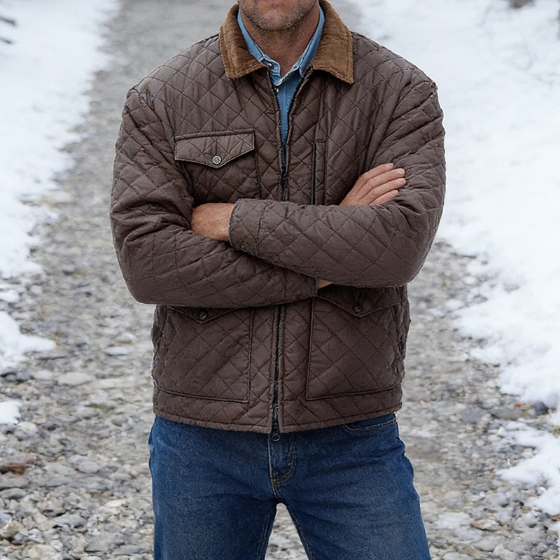 Men's Daily Casual Slim Fit Textured Zip-Up Outdoor Jacket