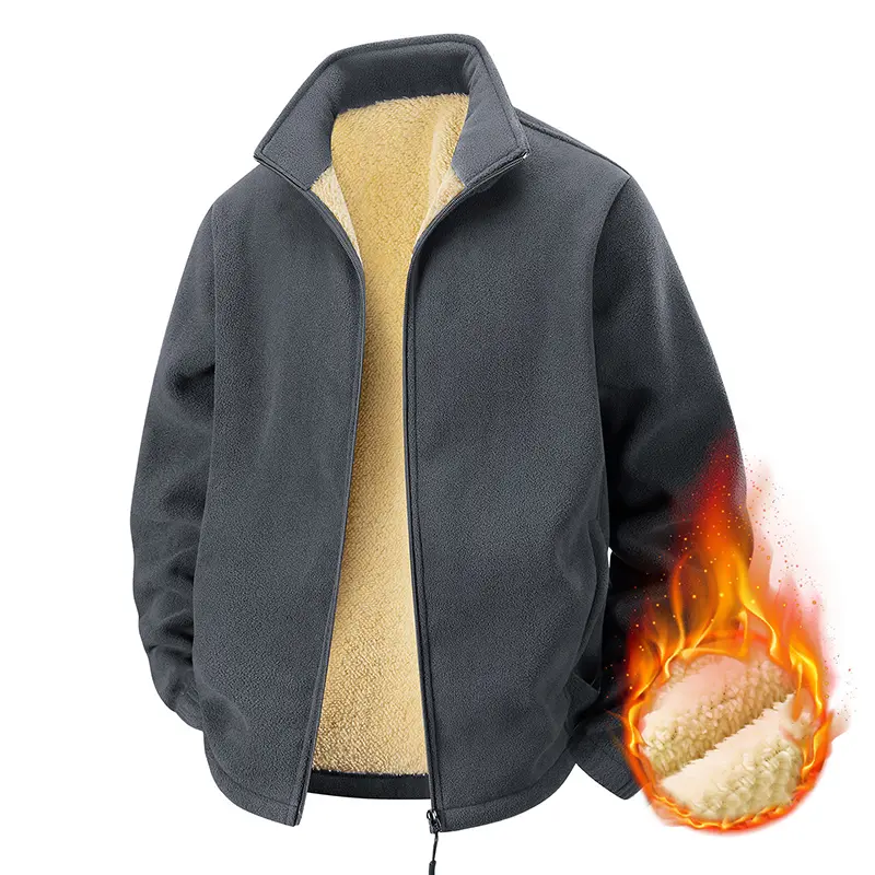 Men's Jacket Thick Warm Polar Fleece Lined Coat Sherpa Fleece Outwear Casual Parka Jackets
