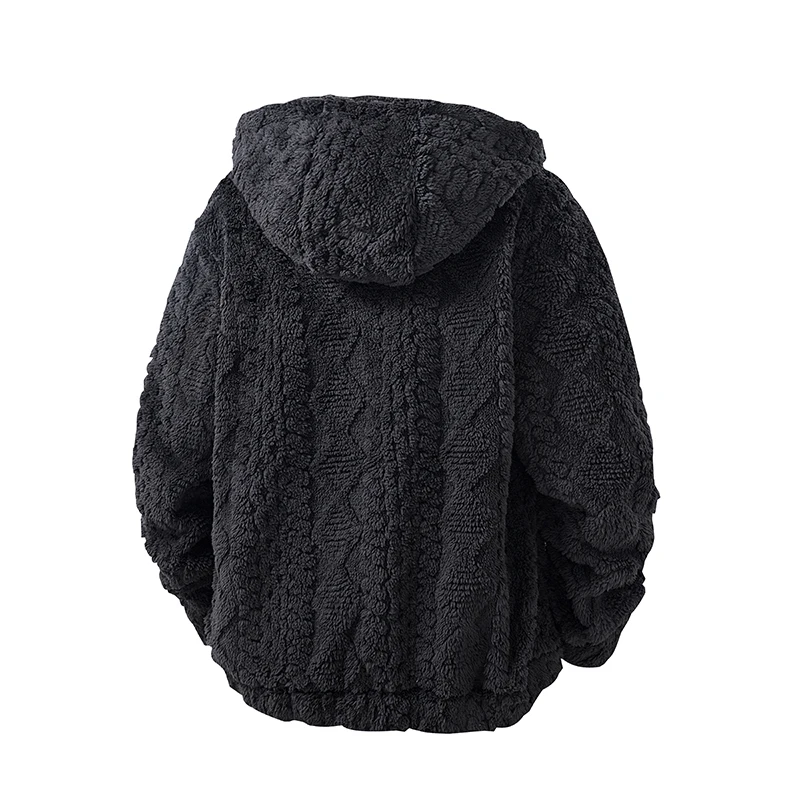 Men's Hooded Fleece Jacket Casual Fashion Thick Warm Coat Outwear Loose Fashion Coat Sherpa Jacket