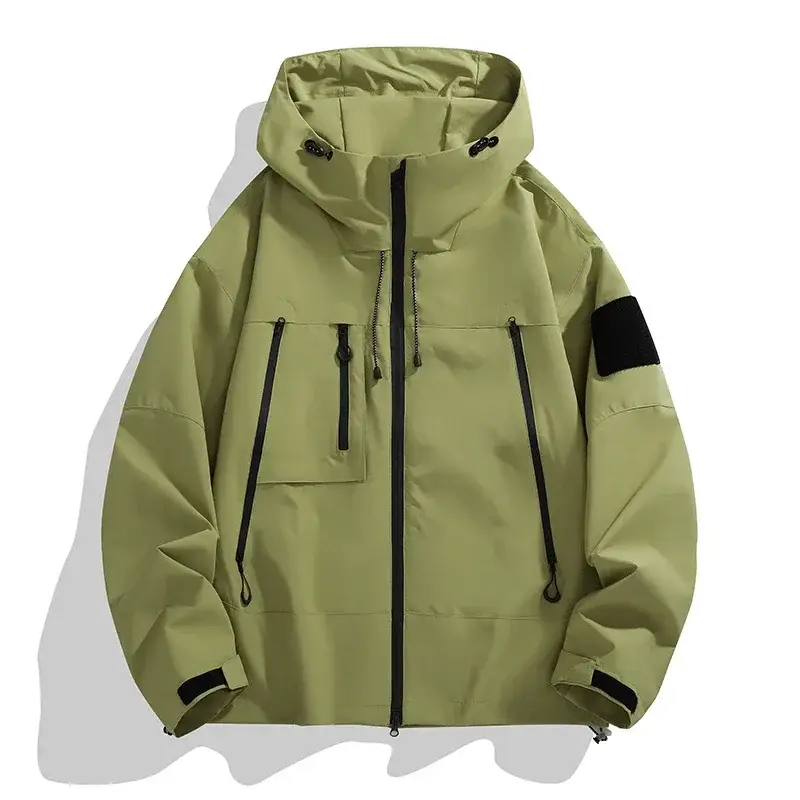 Men's Wind Jacket Trendy Solid Color Windproof Out...