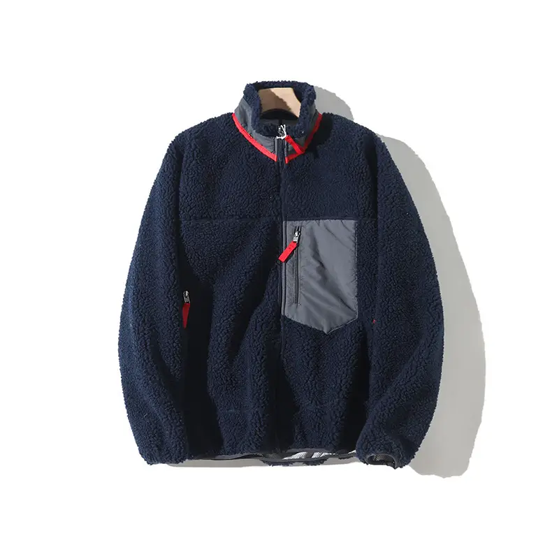 Sherpa Lined Jacket Stand Collar Zip-Up Fleece Coat High-Performance Warm Layer for Outdoor & Travel