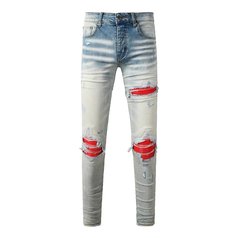 Men's Fashion Jeans Long Trousers Stretch Slim Pants Skinny Trousers
