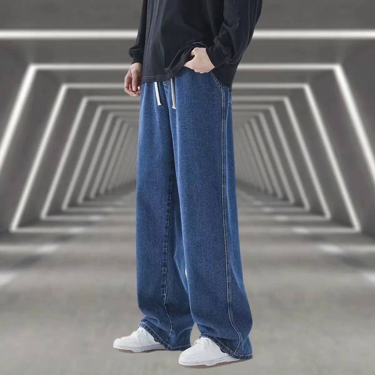 Men's Simple Straight Leg Casual Baggy Jeans