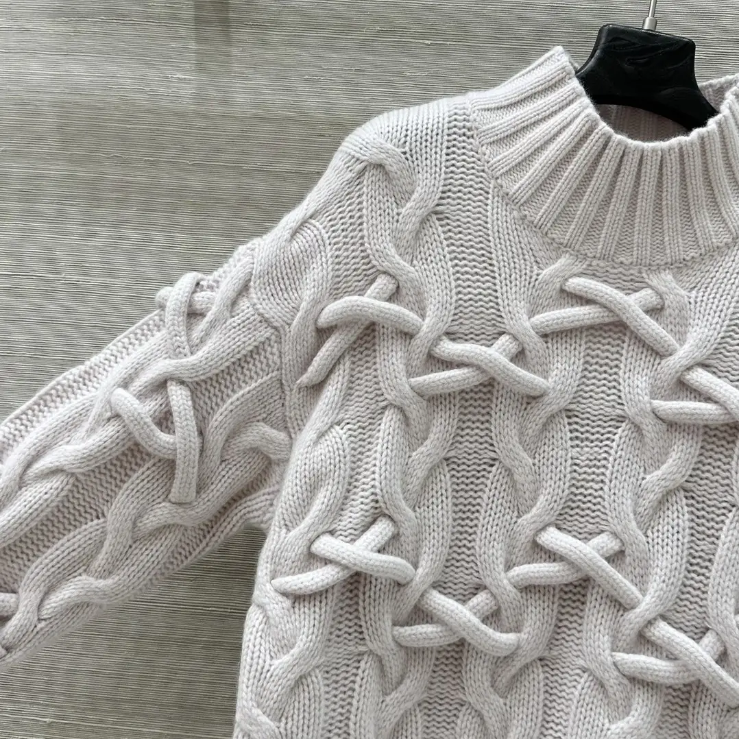 Women's Wool Mock Neck Thick Oversize Long Sleeve Pullover Sweater