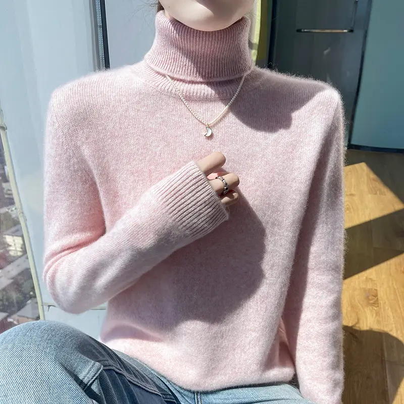Women's Sweater High Neck Women's Knitted Pullover Fashionable Warm Women's Top
