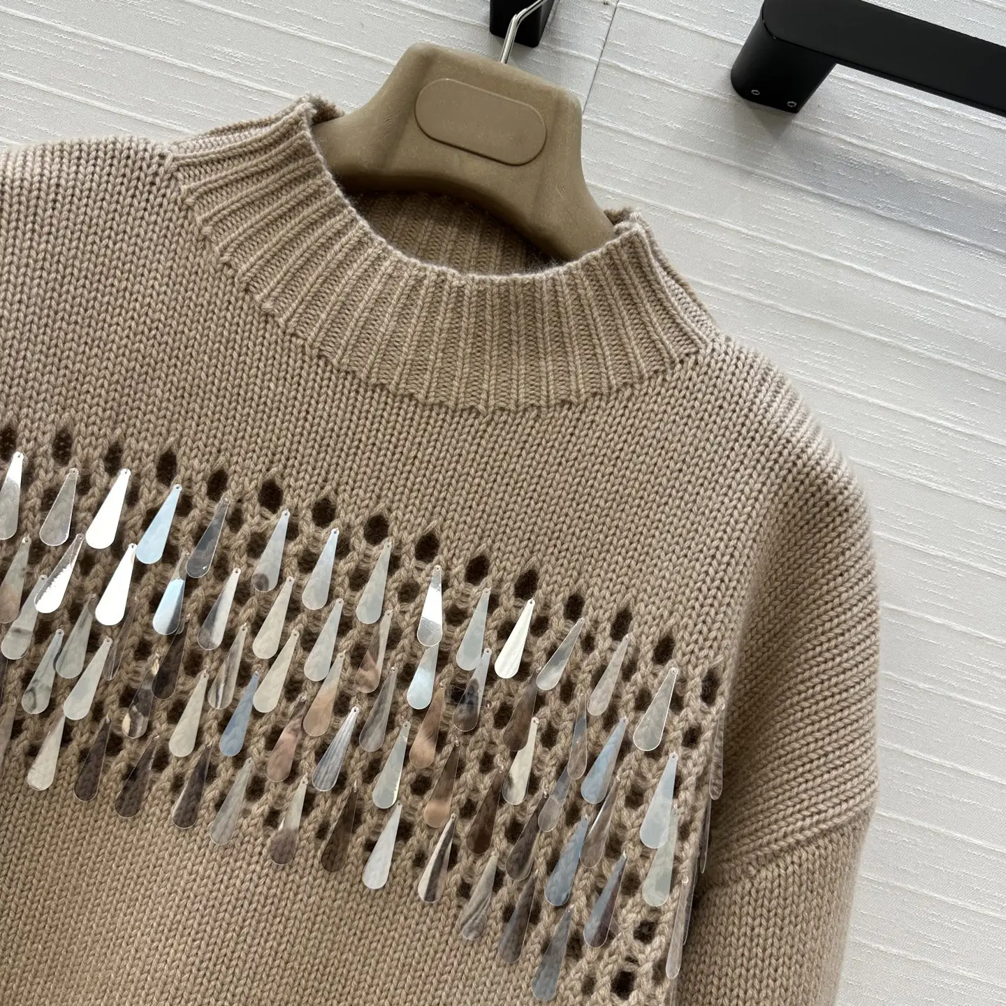 Women's Long-Sleeve Cashmere Sequin Sweater