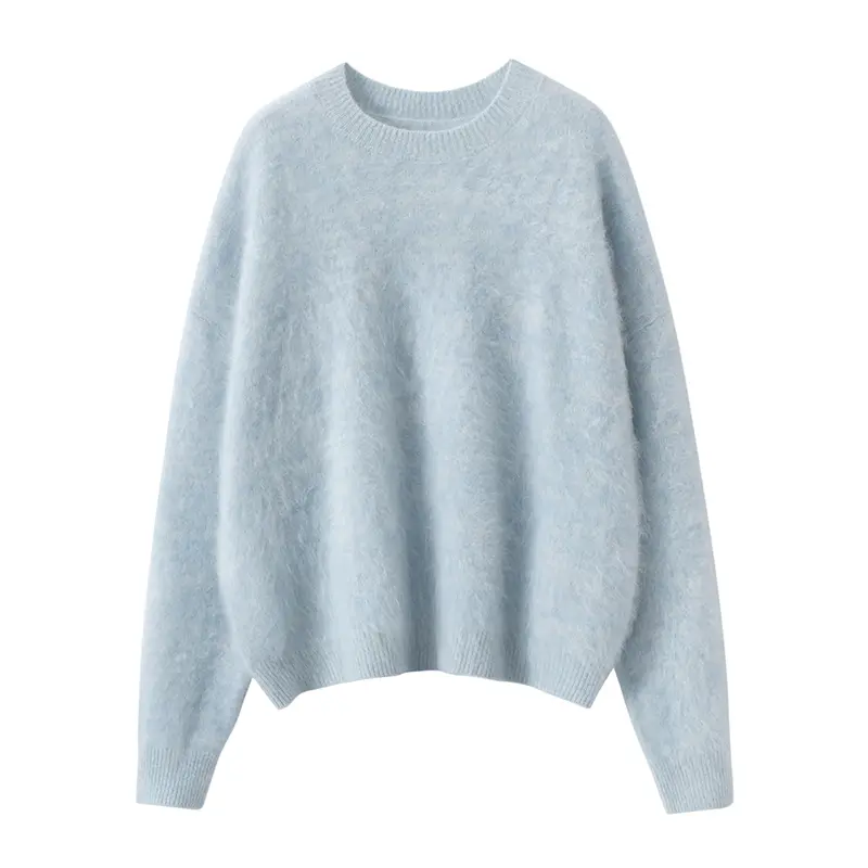 Women's Cashmere Sweater Thick Plush Cashmere Knit O-neck Long Sleeve Pullover Knitwear