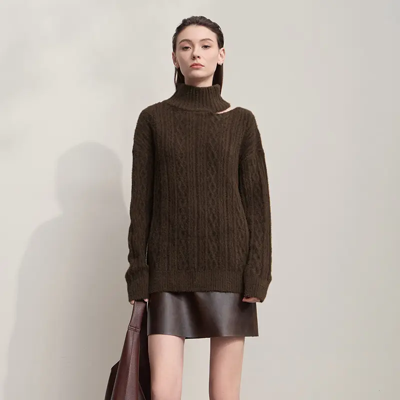 Women's Sweater Turtleneck Versatile Ladies Sweater Loose Long Sleeves Warm Tops For Woman