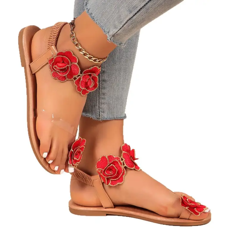 Toe Flower Sandals For Women Bohemian Style Beach Sandals