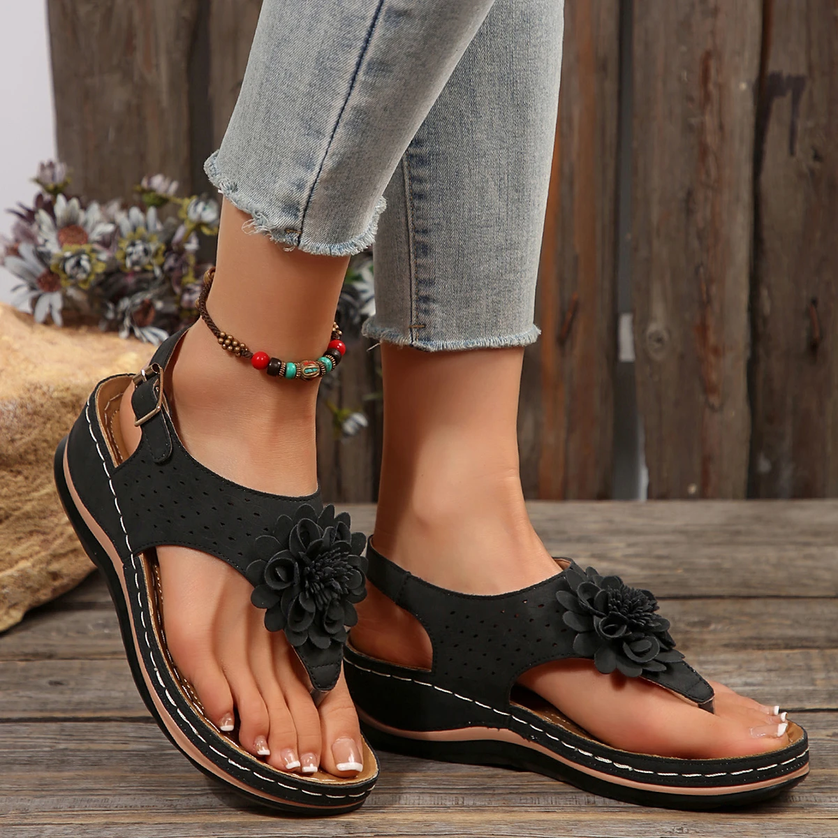 Women Sandals Women Wedge Thick Fashionable