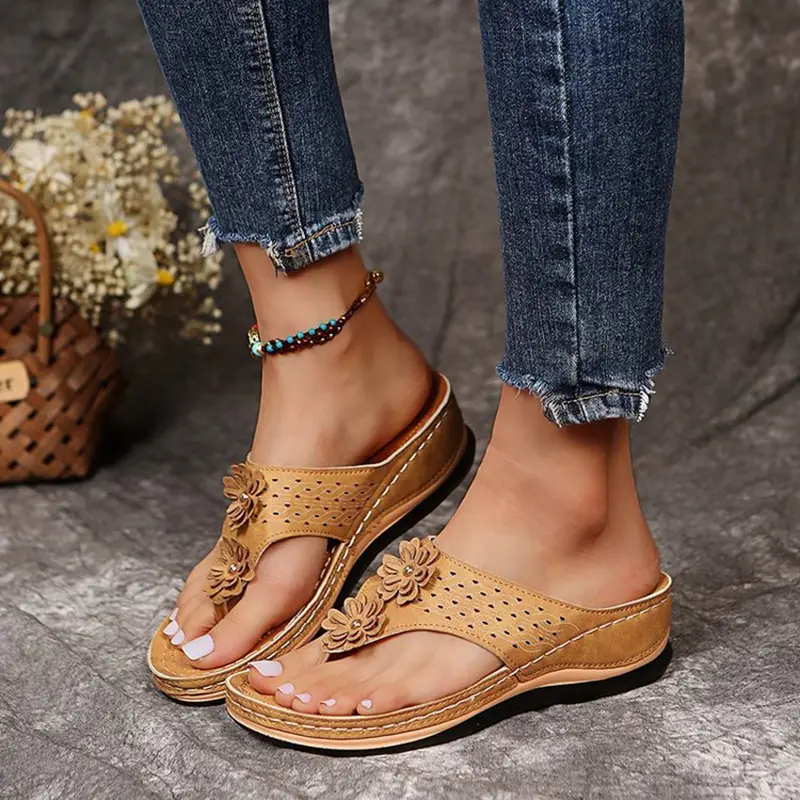 Flower Decoration Women's Wedge Sandals Casual Com...