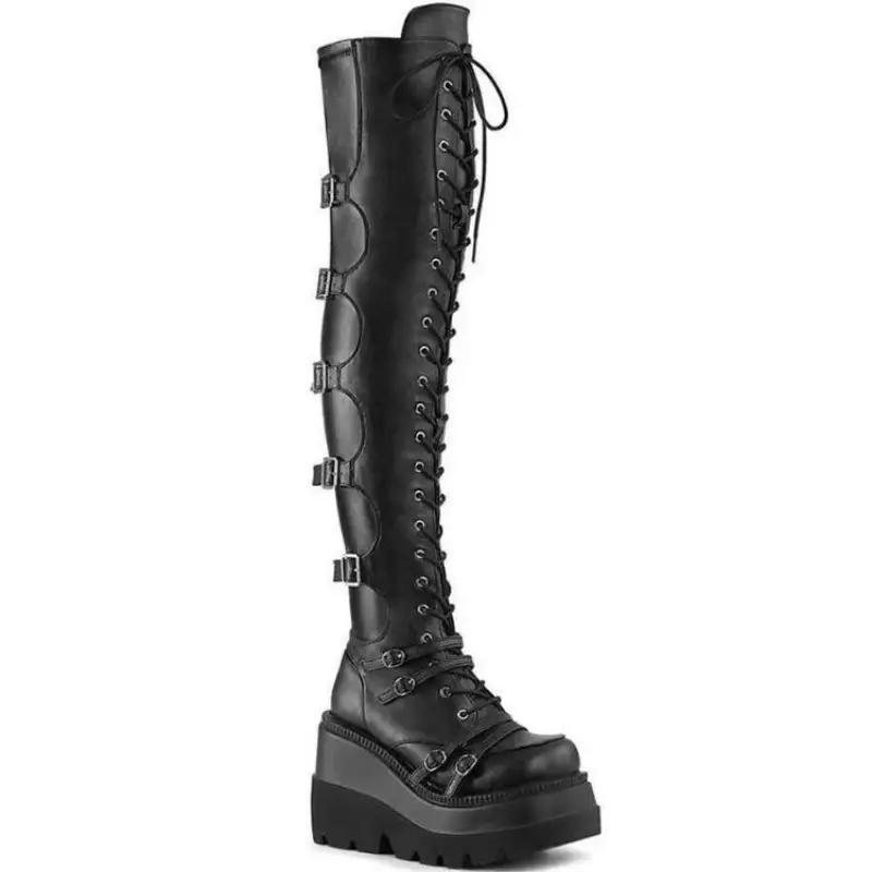 Over-the-Knee Wedge Boots High Heel Platform Sole Fashion Boots