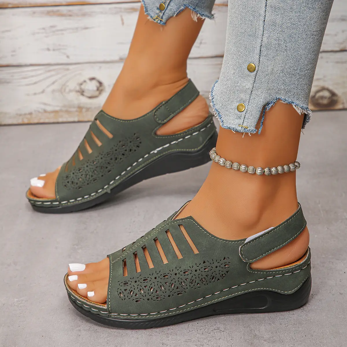 Women's Leather Fashion Roman Sandals Comfortable Retro Style For Women