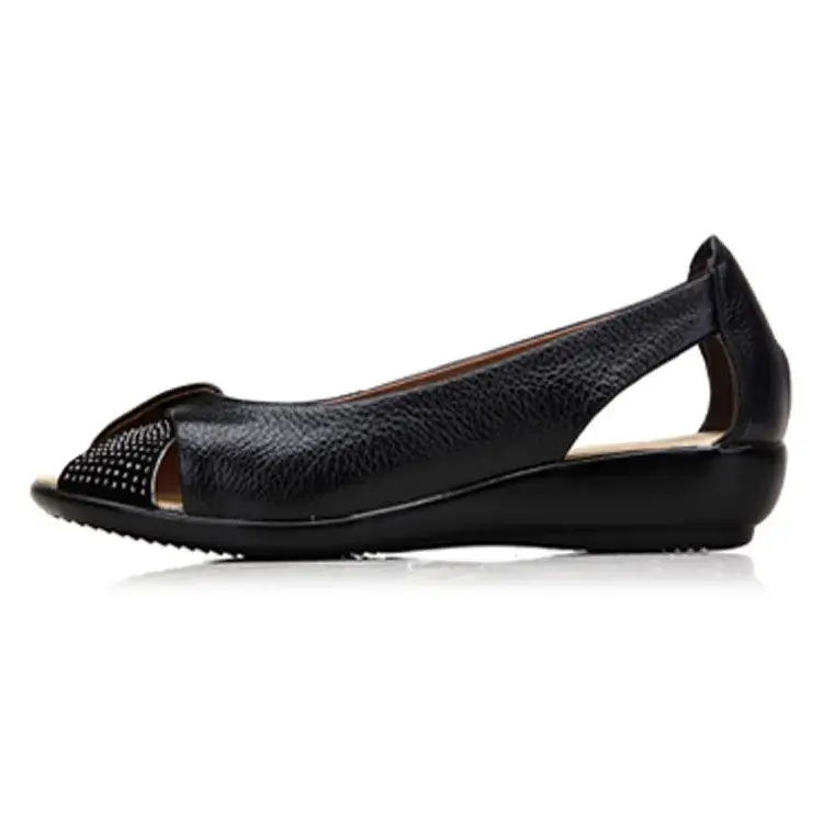 Women Genuine Leather Casual Wedges Shoes Sandals Women's Pumps