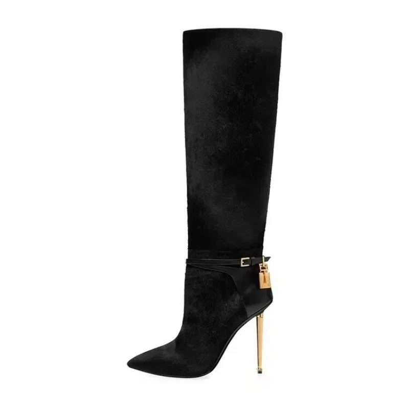 Sexy Women's High Heels With Pointed Metal Buckle Decoration