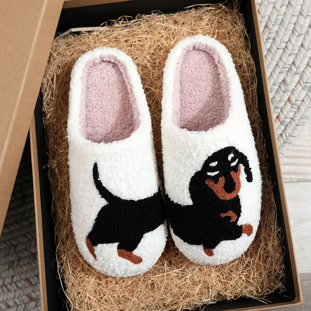 Closed-Toe Slippers Comfortable Flat Thermal Plush...