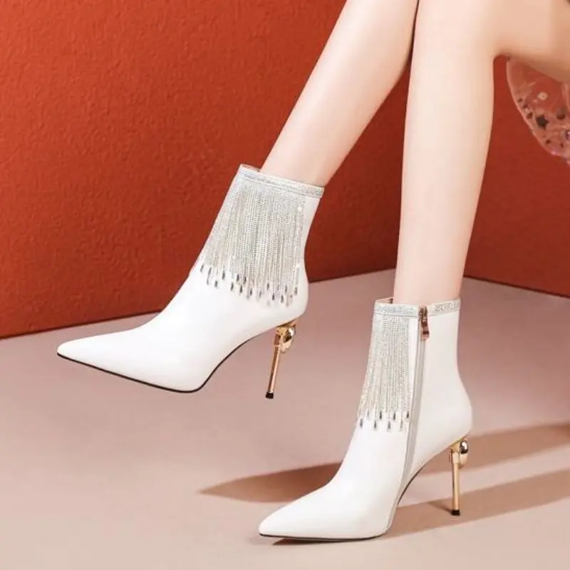 Women Boots Fashion Thin High Heel Ankle Boots Sexy Pointed Toe Zipper Boots Ladies Shoes Boots