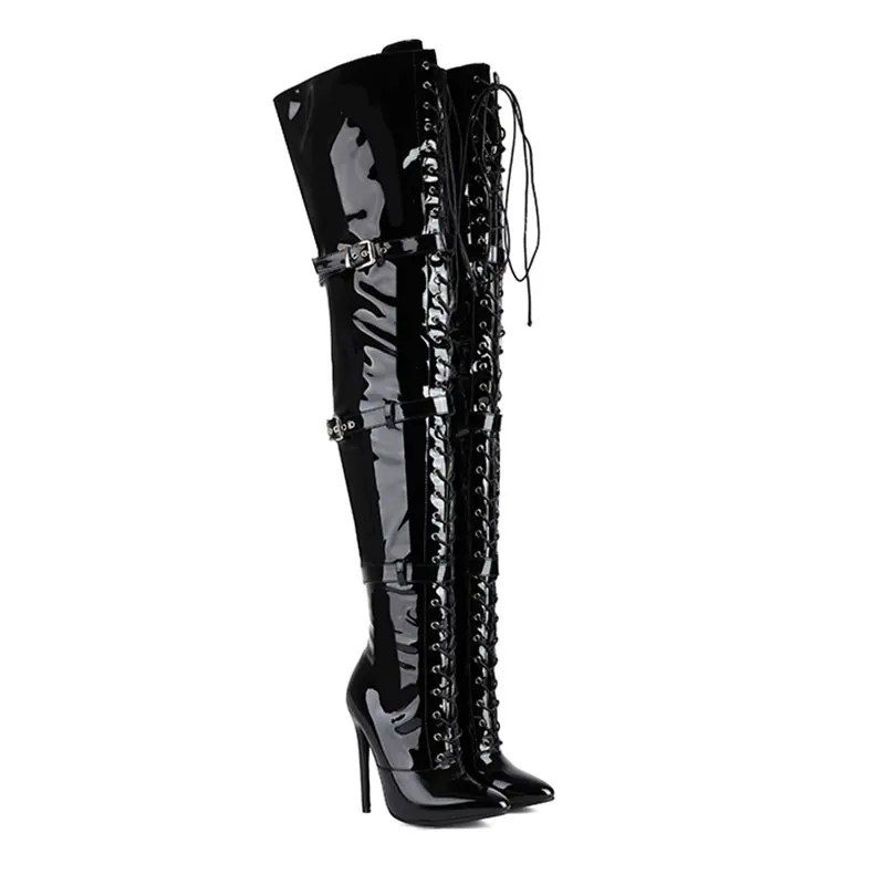 Sexy Women's Over-The-Knee Boots With Pointed Toes, Zippers And Stiletto Heels