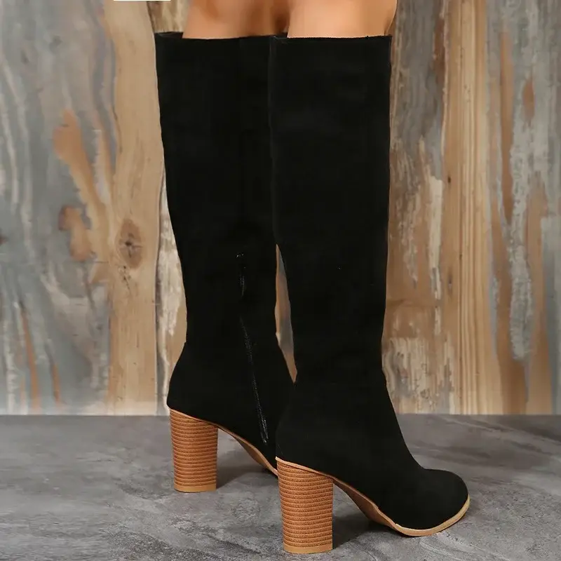 Solid Color Over-the-Knee Boots Pointed-Toe High Heels