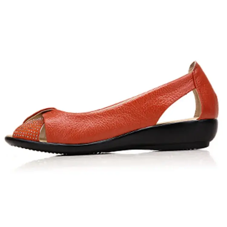 Women Genuine Leather Casual Wedges Shoes Sandals Women's Pumps