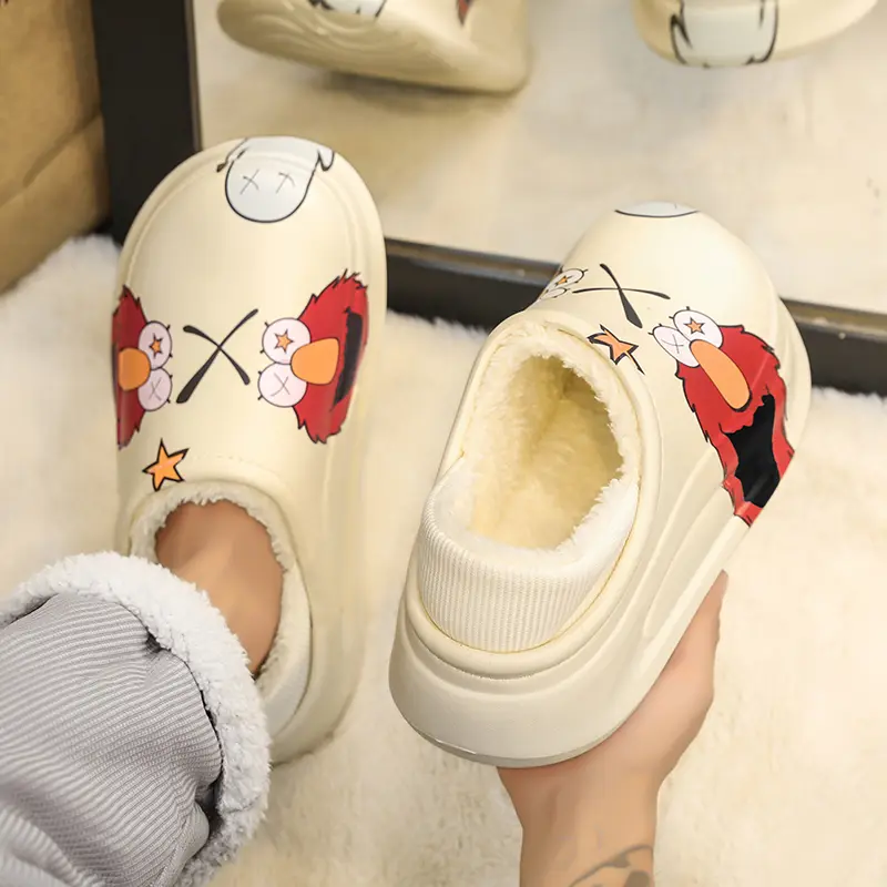 Men's Thick-Soled Fleece-Lined Cotton Slippers War...