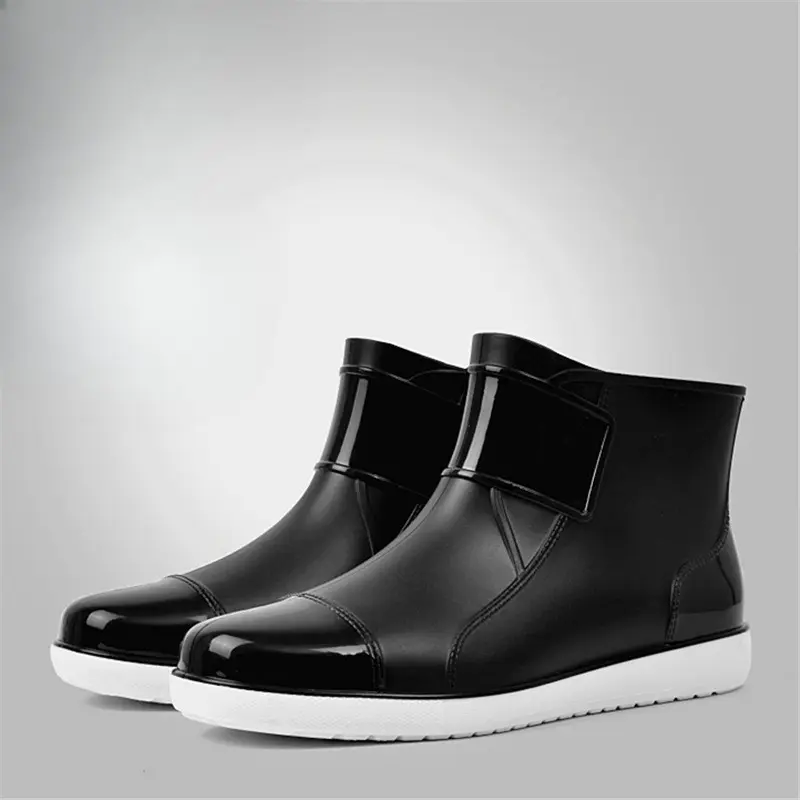 Men's Low-Cut Plush Rain Shoes Waterproof Anti-Sli...