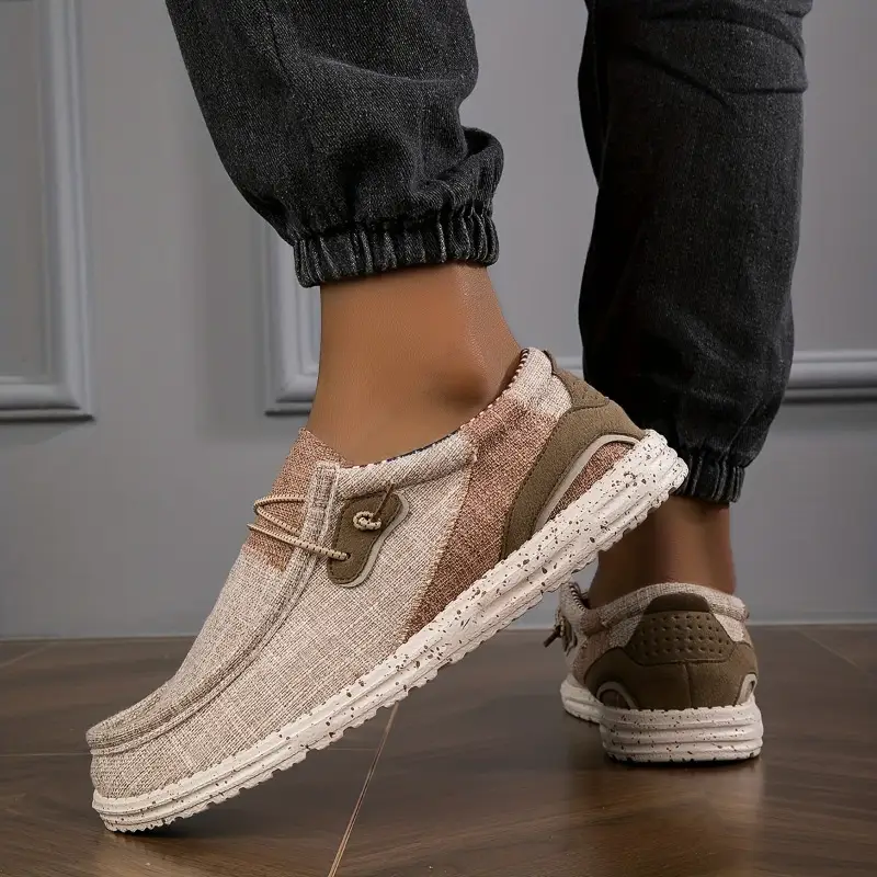 Men’s Canvas Loafers Breathable Vulcanized Sneakers Comfortable Flat Walking Shoes