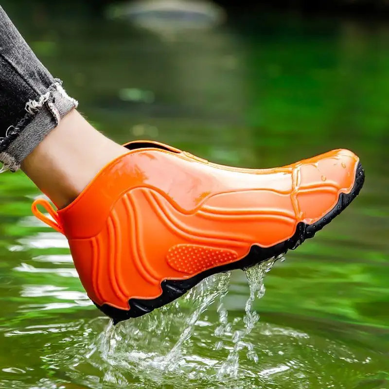 Men's Soft Silicone Ankle Rain Boots Waterproof No...