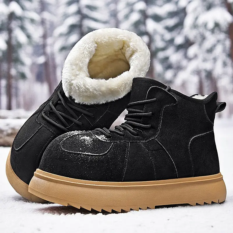 Non Slip Footwear Padded Sale Snow Boots for Men With Laces Soft Boot Cotton Height Increasing Men Casual Shoes