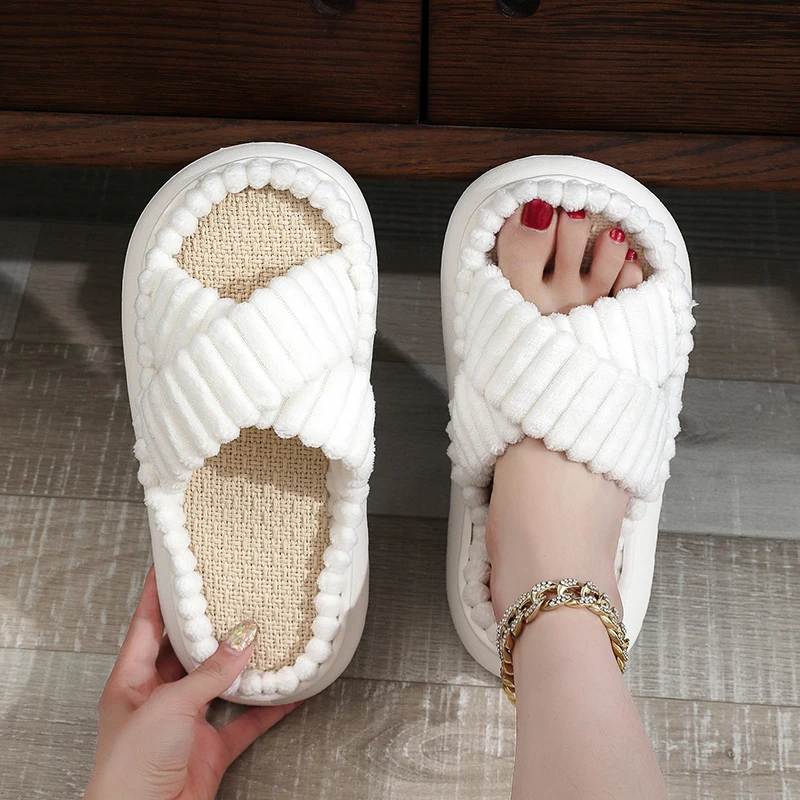 New Women's Open-Toe Cross-Band Indoor Home Slippe...