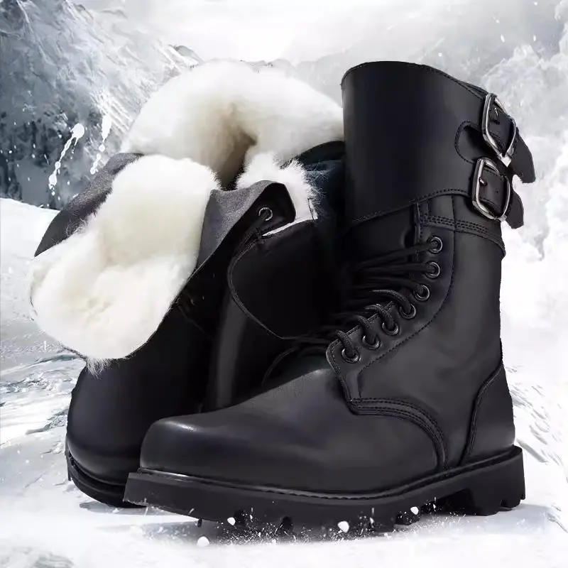 Wool Snow Boots Men's Shoes Warm Thick Plush Outdoor High Top Casual Mid-Calf Cotton Boots