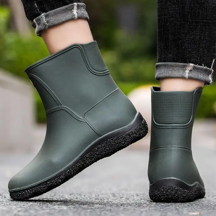 Men's Waterproof Short Rain Boots Anti-Slip Fashio...