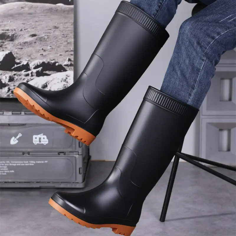 Men's Fashion Rubber Long-Tube Rain Boots Outdoor ...