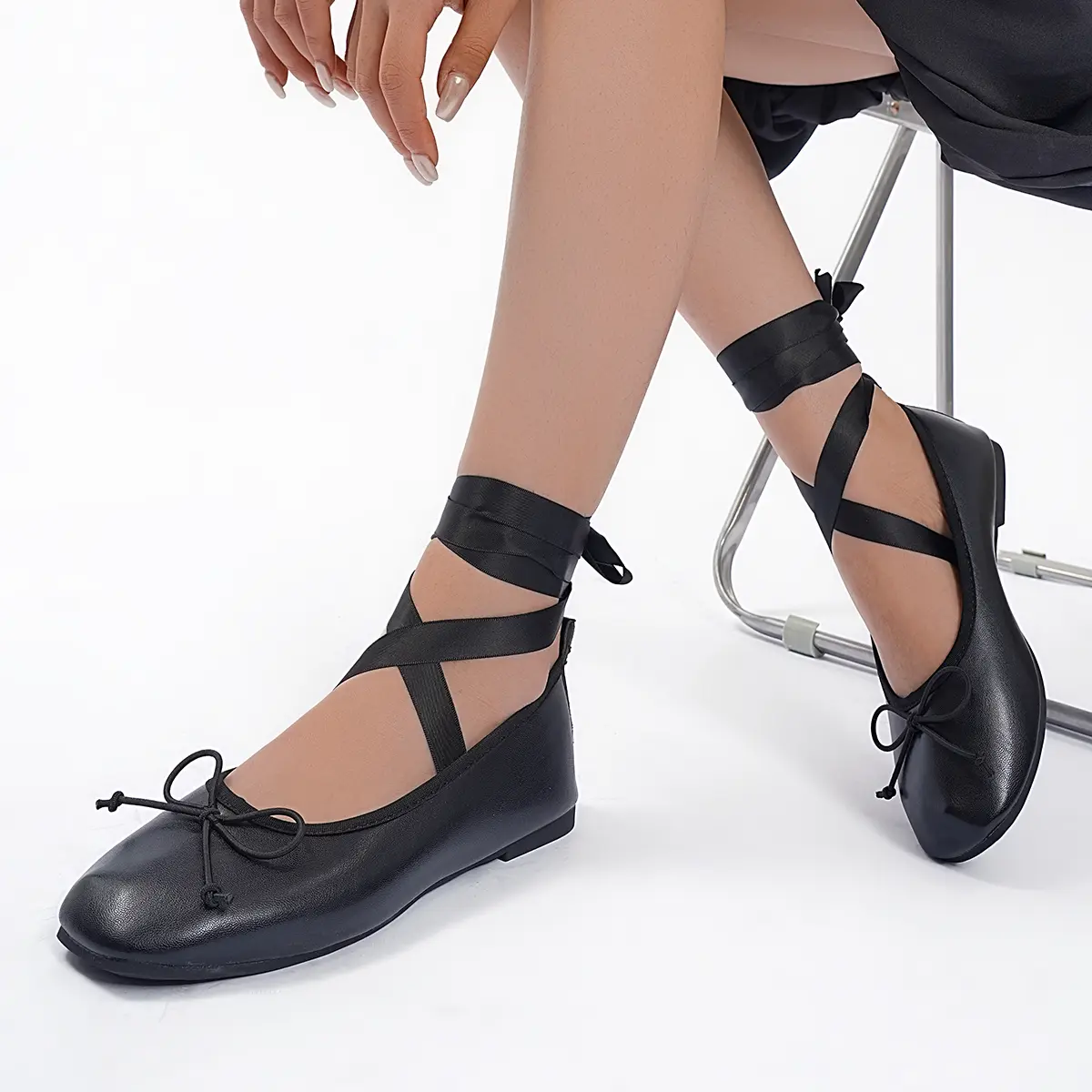 Women's Lace-Up Ballet Cross Bow Flats