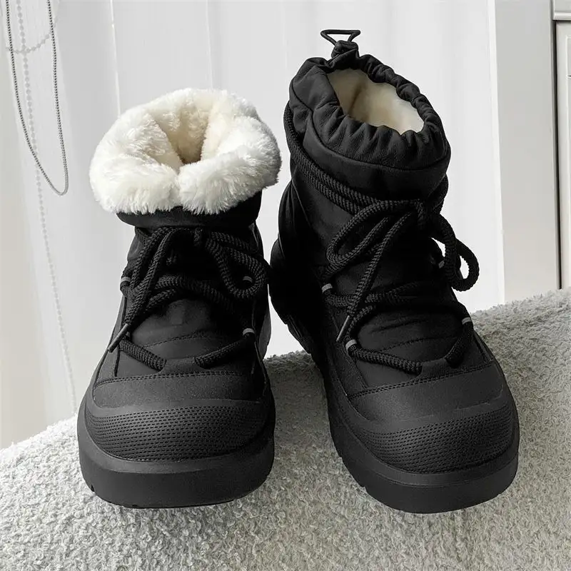 Men's Snow Boots High Top Ankle Boots Outdoor Non-slip Waterproof Casual Cotton Shoes Plush Warm Work Boots