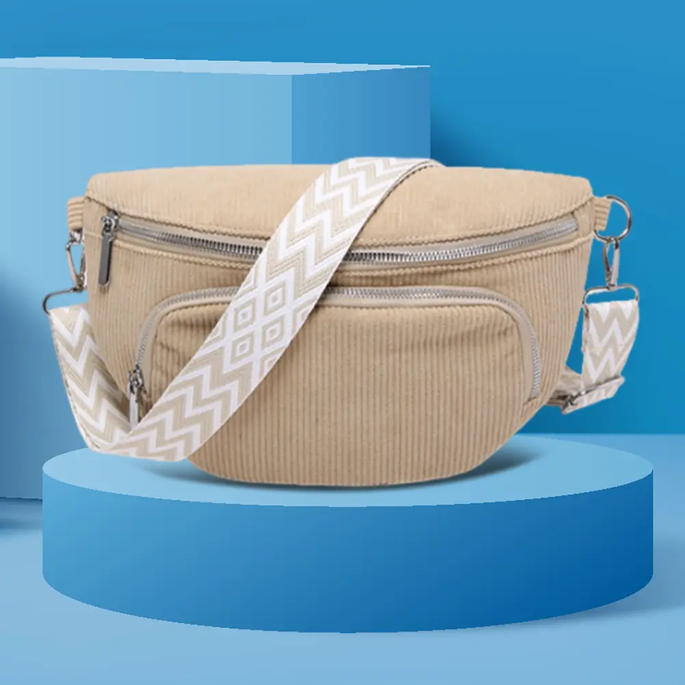 Chest Bag Fashion Fanny Pack Wide Strap Stylish Cross Body Bag Multi-pockets