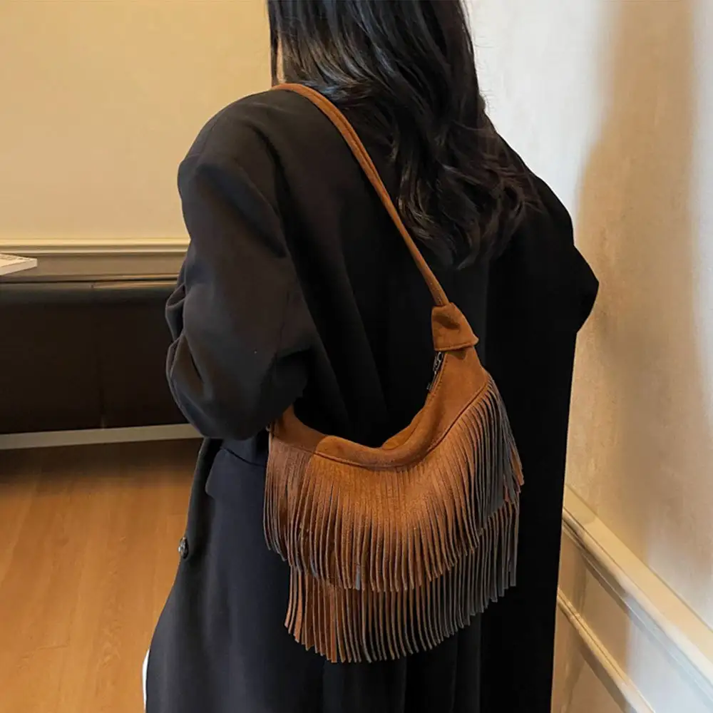 Retro Classic Tassel Suede Shoulder Bag