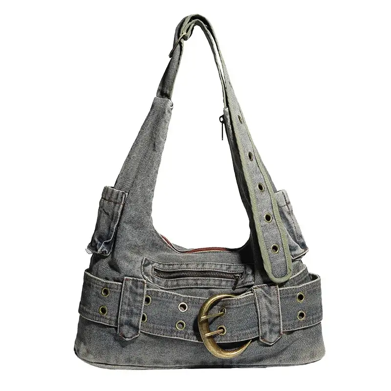 Washed Denim Bag Women's Bag Texture Retro Armpit Bag Casual Versatile Bag