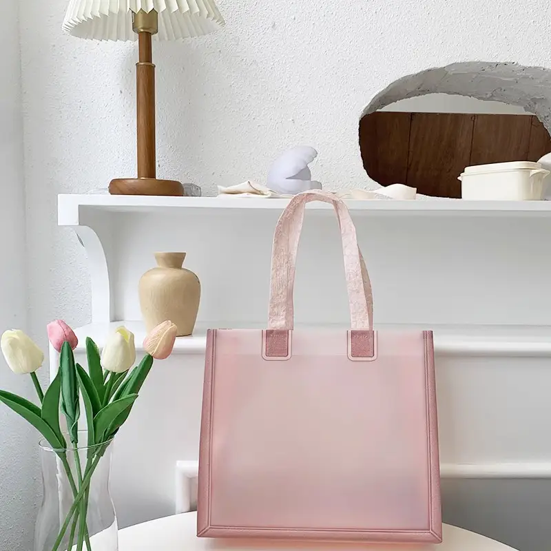 Transparent PVC Shopping Bags Thick Reusable Handbags