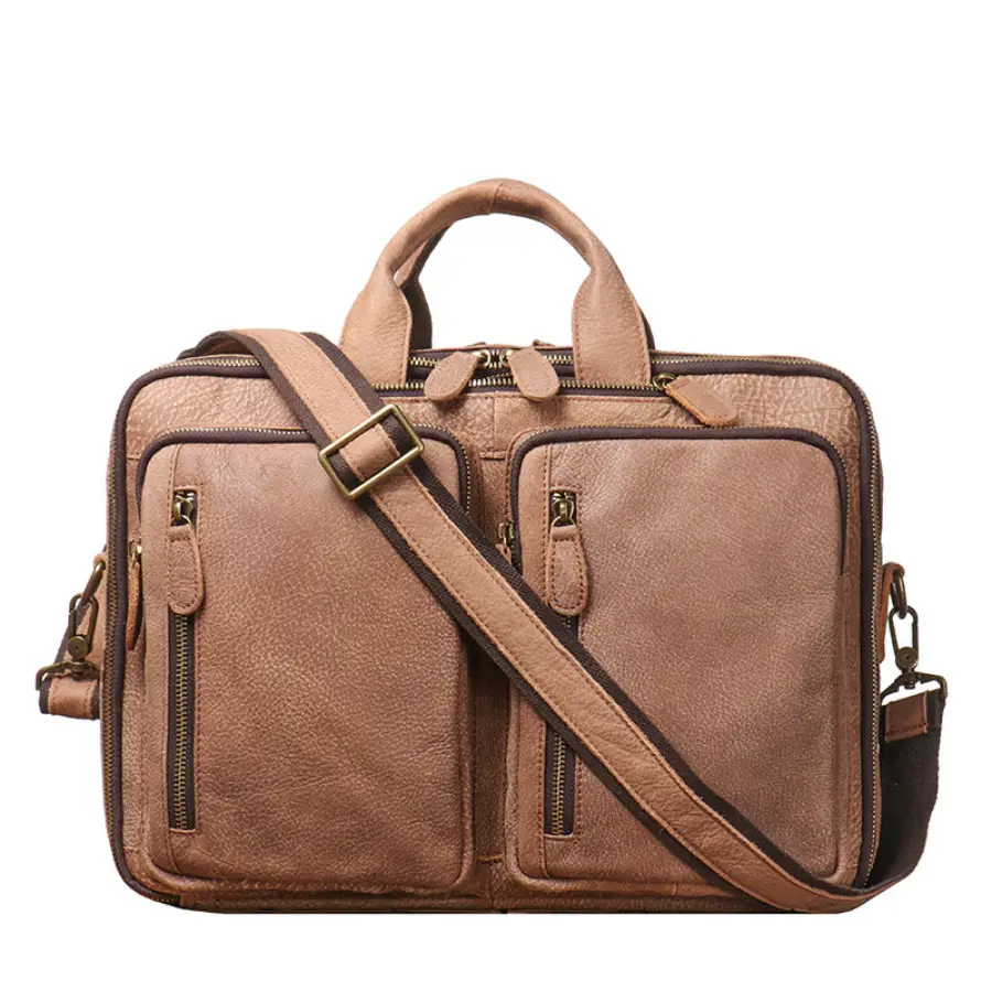 Business Briefcases Genuine Leather Shoulder Bags Travel Rucksack Cow Leather
