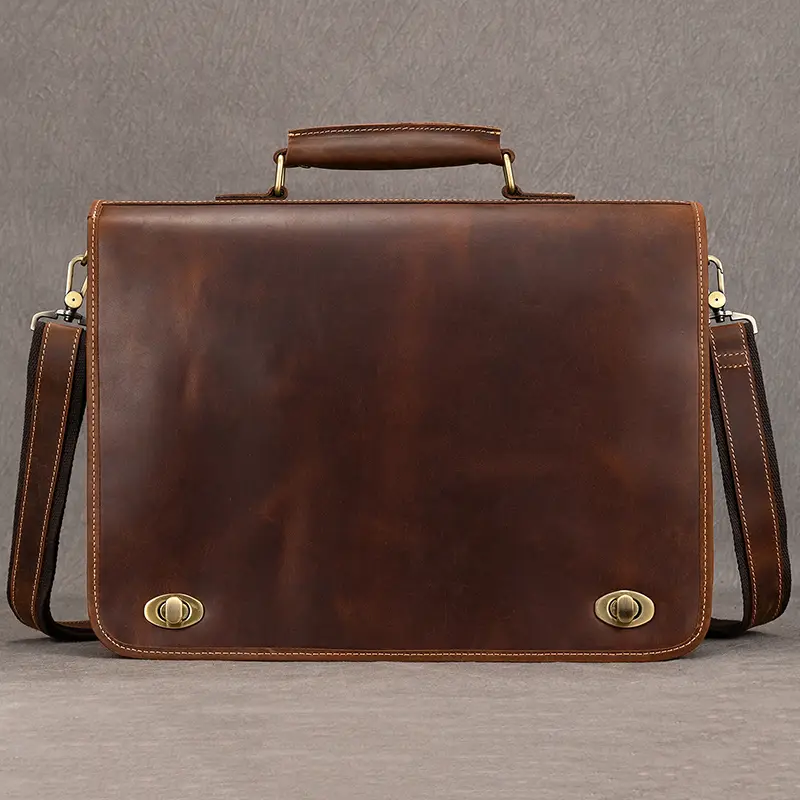 Top Grade Thick Genuine Leather Men Briefcase Cow Leather Business Bag