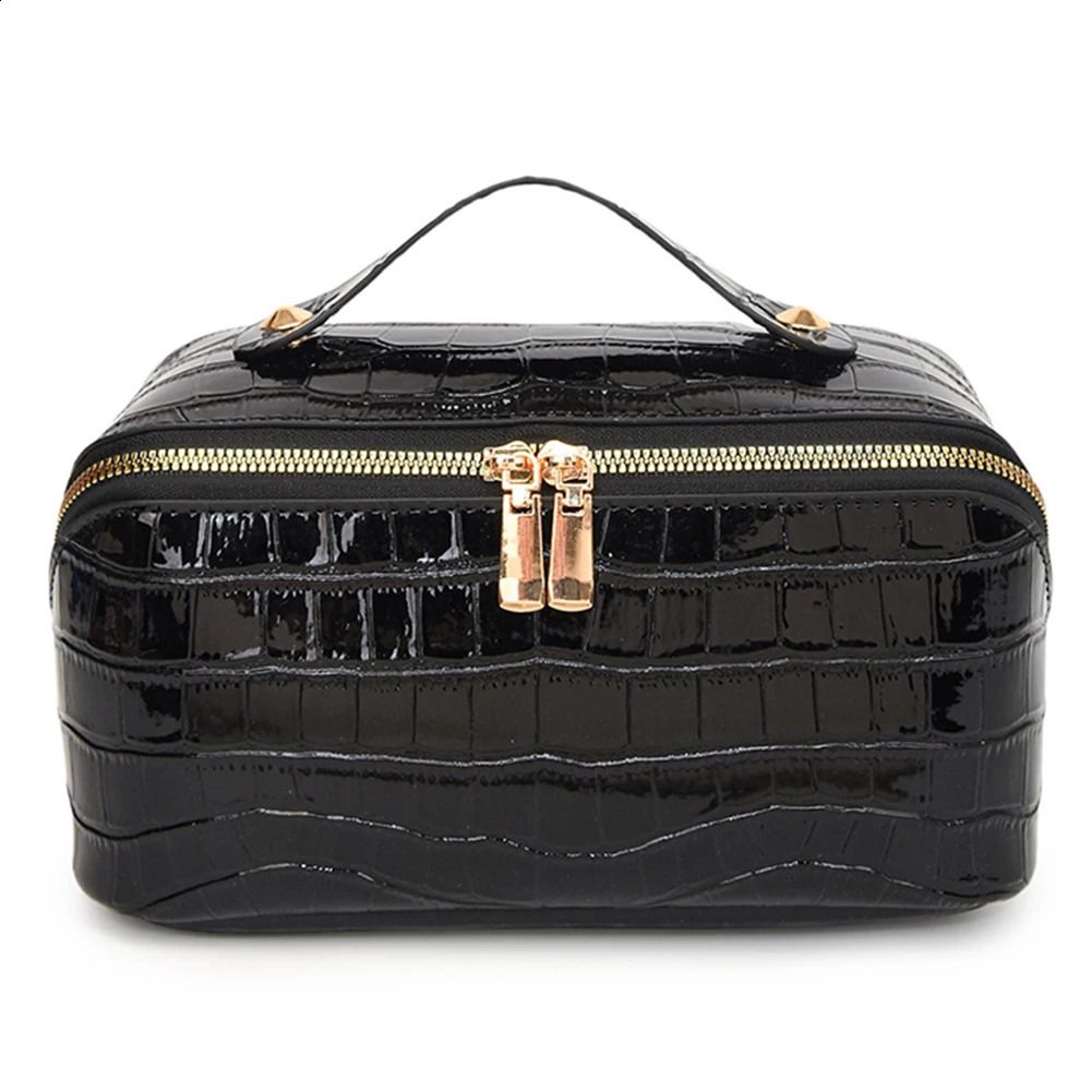 PU Leather Makeup Bag Simple Cosmetic Bag Large Capacity Travel Toiletry Bag With Handle Makeup Organizer Bag