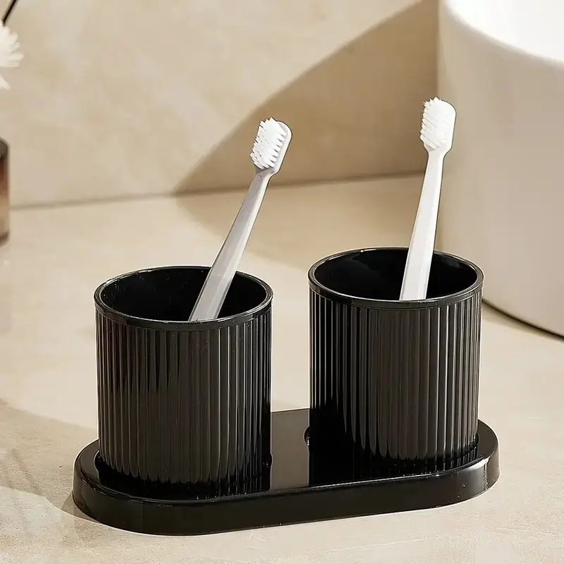 Solid Color Mouthwash Cup With Tray Toothbrush Cup Bathroom Accessories