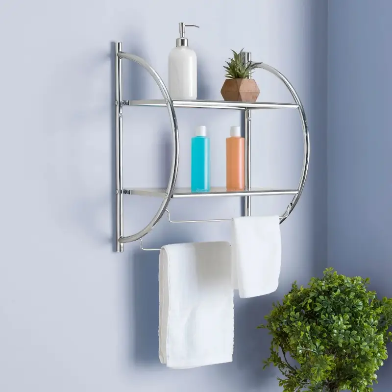Wall Mount 2 Tier Bathroom Shelf Storage Unit