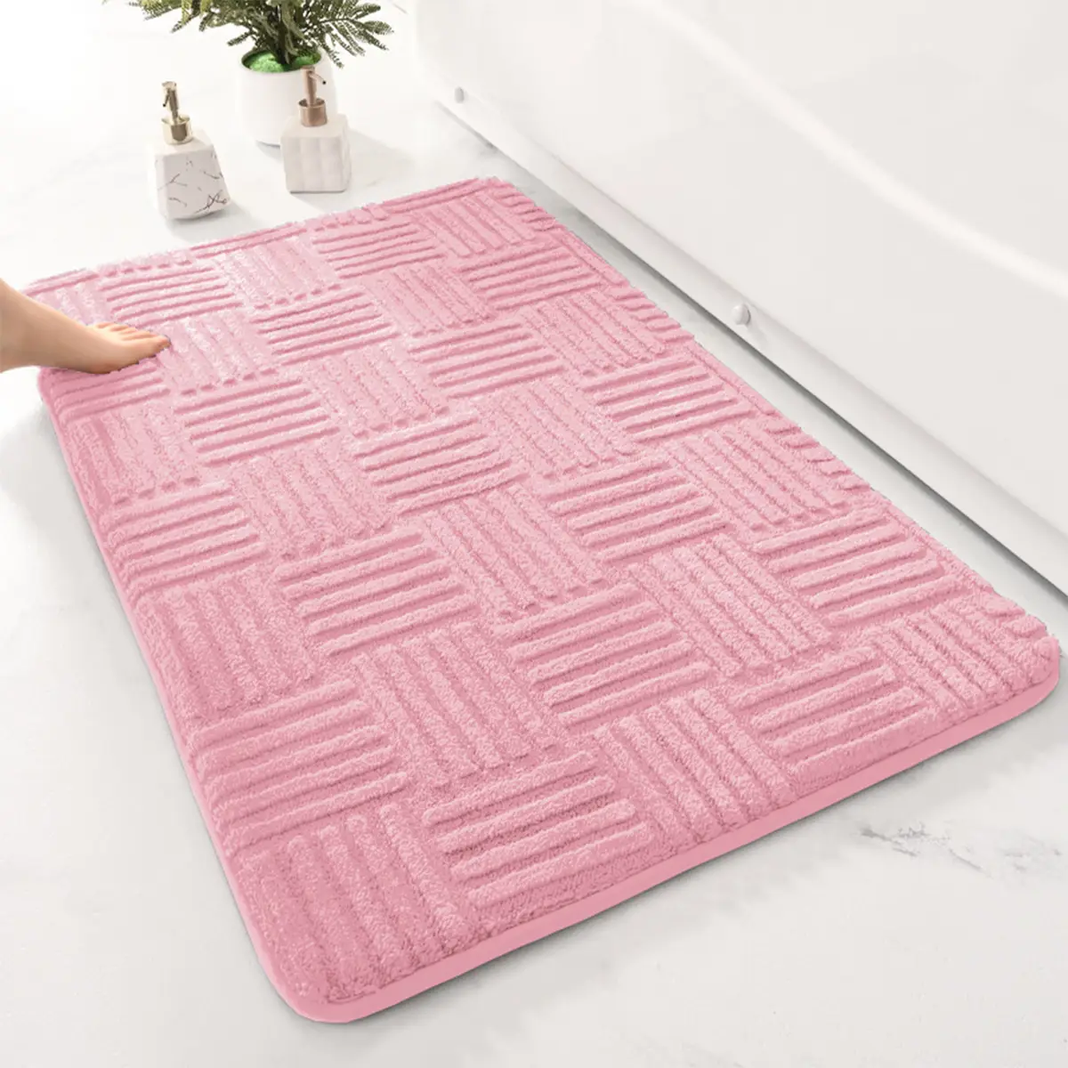 Thickened Absorbent Striped Floor Mat Bathroom Carpet Bedroom Comfortable Non-slip Mat